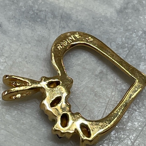 Gold Heart Pendant Charm Multi Color Gemstones VTG Style Rainbow Heart  Charm - Picture 7 of 9